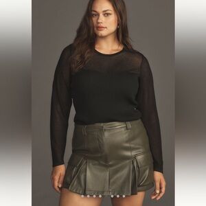 Anthropologie Ave Les Filles Faux Leather Pleated Skort